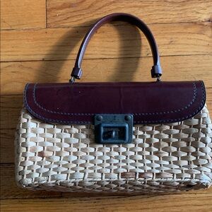 Vintage 60s Straw / Leather Handbag